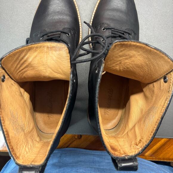 Madewell Claire Soft Leather Combat Boot Womens 9 Black Lugsole Lace Up Chunky - Picture 6 of 13